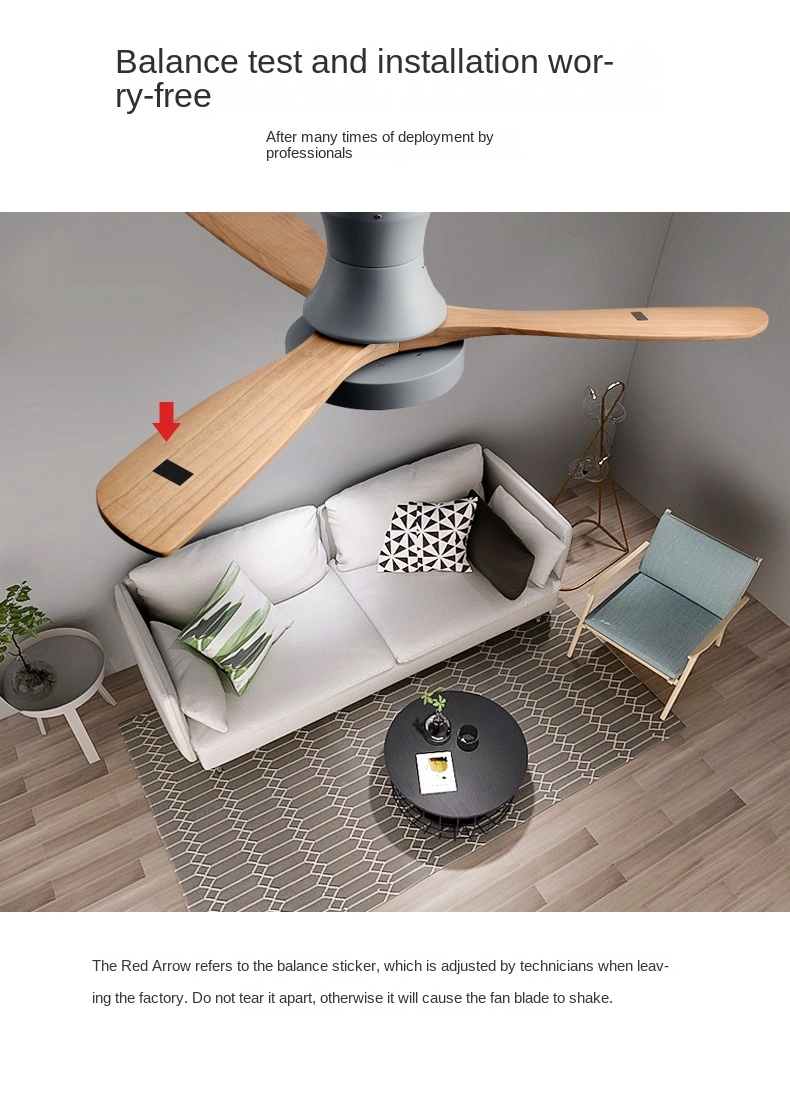 Modern Nordic Fancy Wooden 60 Inch Energy Saving Decorative Ceiling Fan Light