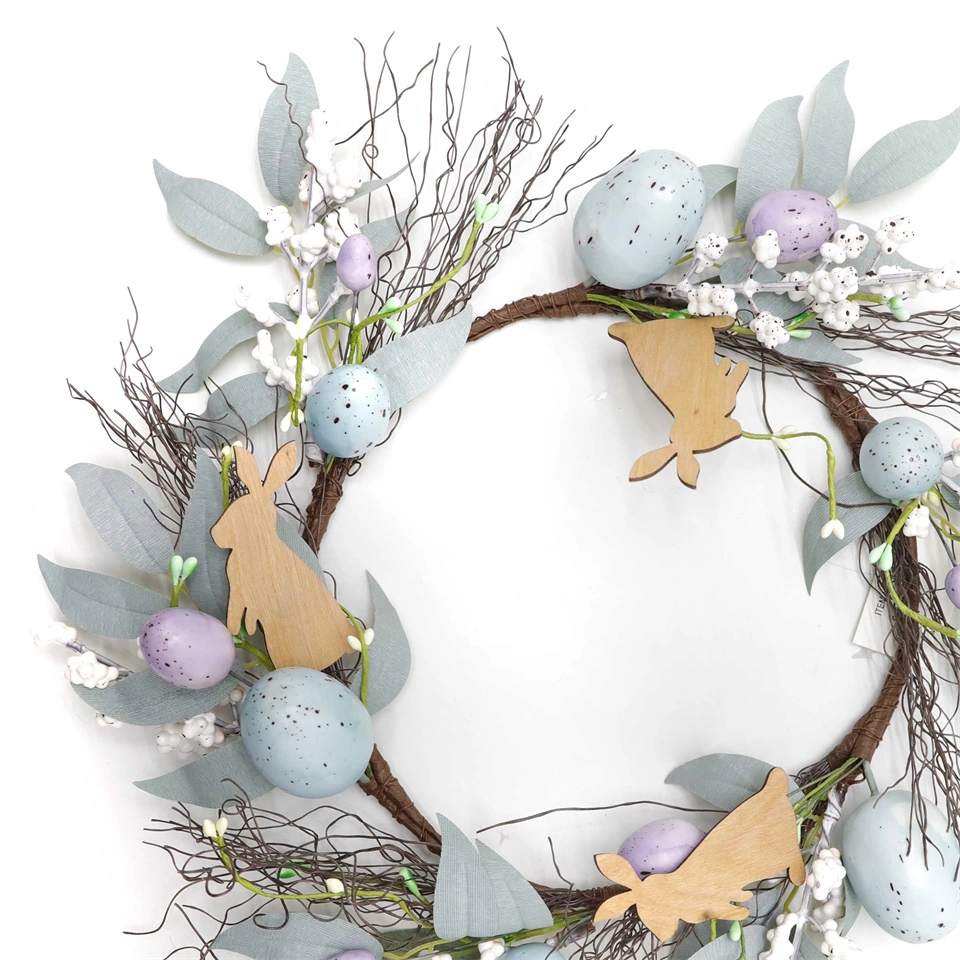 Wholesale Artificial Egg Garland Wood Chip Rabbit Garland Easter Decoration Holiday Decoration Garland