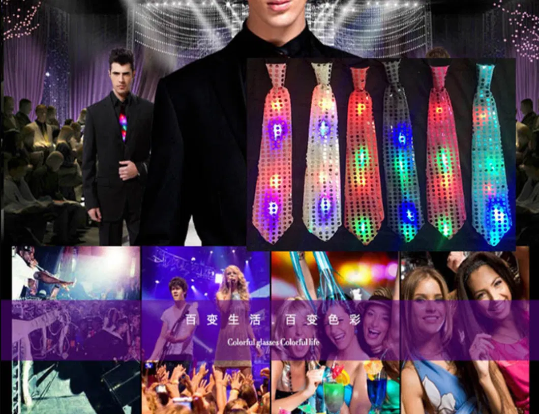 Sequin Light up LED Neck Tie Party Accessory