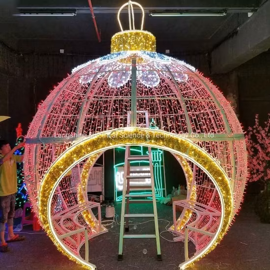 Lampada da esterno per ornamento natalizio Lampada gigante 3D da passeggio attraverso la luce a motivo di palla per la decorazione del centro commerciale