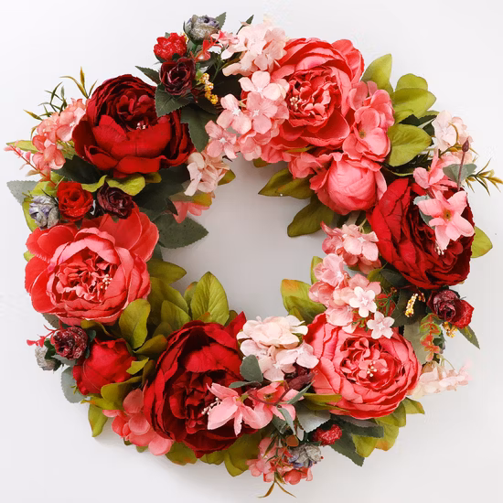 Ghirlanda di simulazione di peonia Decorazione per porta Anello per porta Fiori decorativi Fiore di seta Fiori di simulazione Ghirlanda di Natale