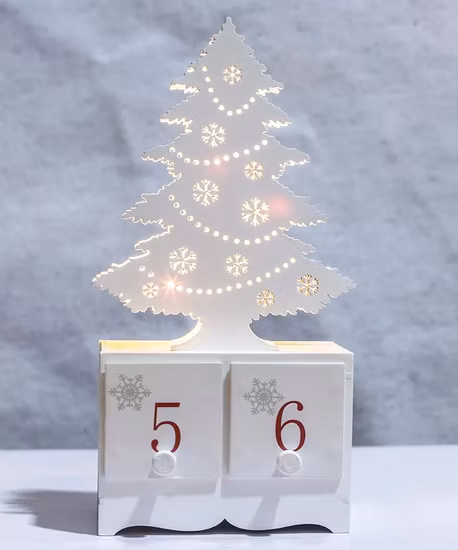 Luce da calendario a LED con decorazione artigianale in legno per albero di Natale